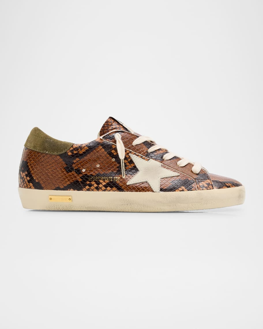 Golden Goose Super-Star Pyhton-Print Mixed Leather Low-Top Sneakers | Neiman Marcus