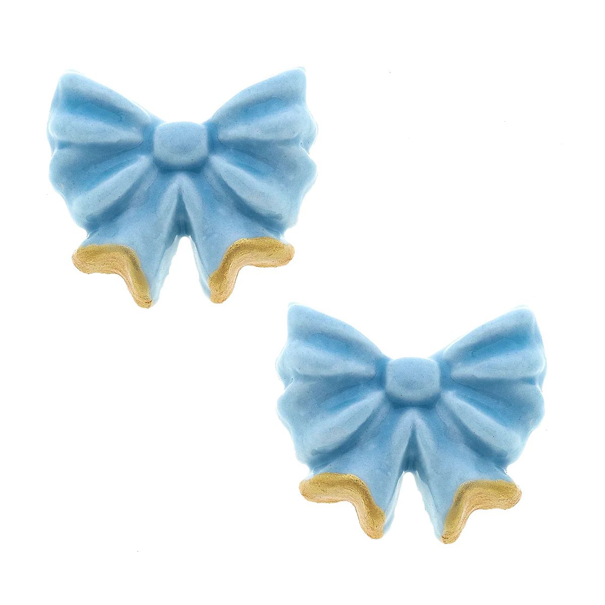 Lucy Porcelain Bow Stud Earrings in Blue | CANVAS