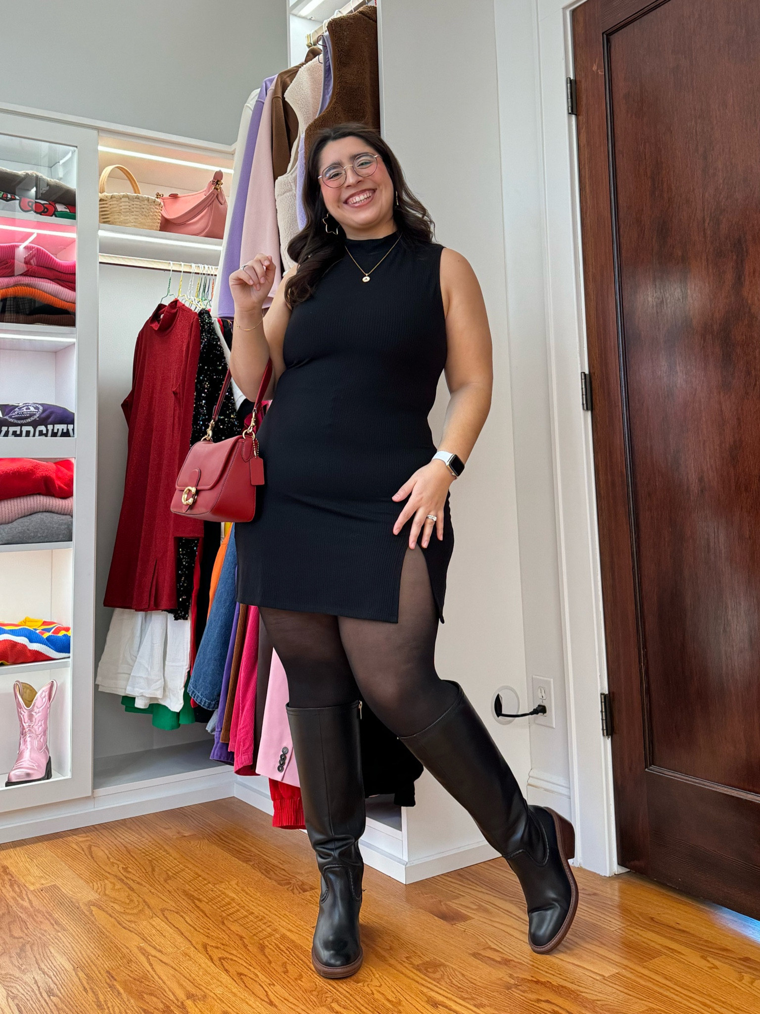 Perfect dress for curvy girls!
Wearing the XL 
Boots fit my 17 inch calves perfectly! 
Tights are sheertex - XL

#LTKmidsize #LTKstyletip #LTKSeasonal