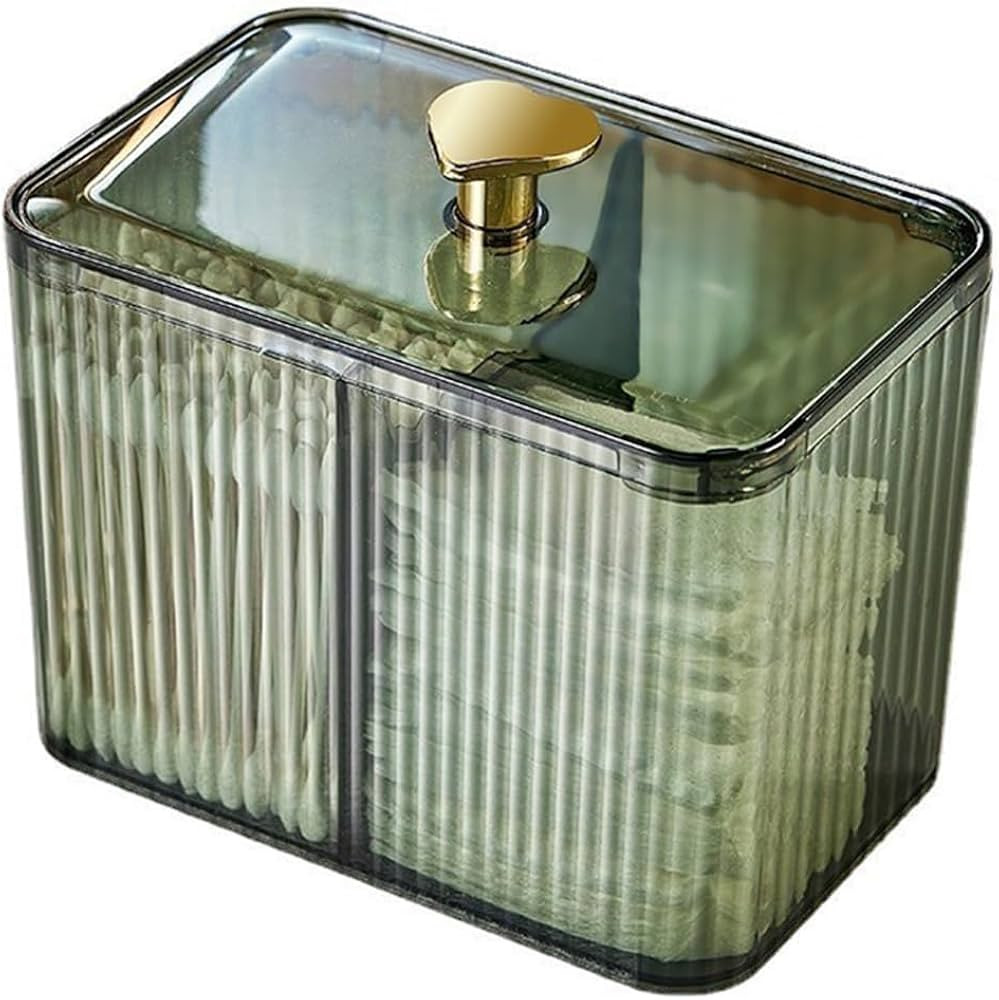 Qtips Holder Bathroom Container,3-Section Cotton Ball/Swabs Dispenser,3 Grids Apothecary Jar Orga... | Amazon (US)
