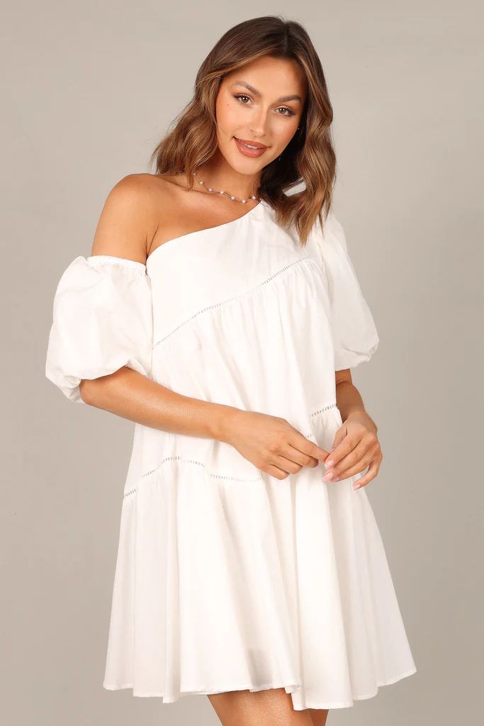 Lottie Off Shoulder Mini Dress - White | Petal & Pup (AU)