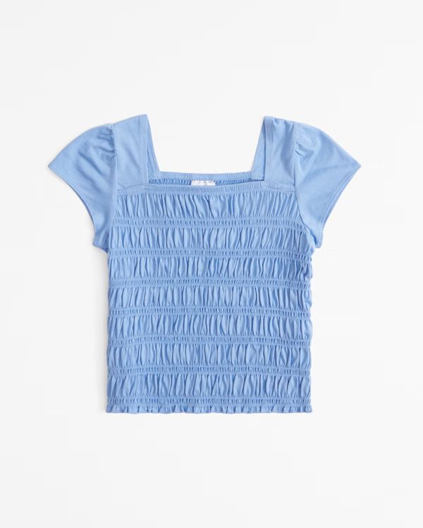 girls smocked flutter sleeve tee | girls tops | Abercrombie.com | Abercrombie & Fitch (US)