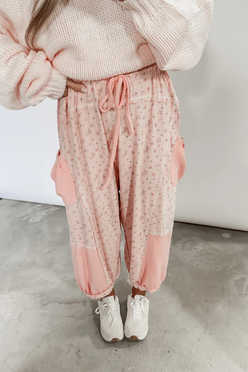 Trendy Pick Floral Printed Knit Pants - Pink | CK Squared Boutique
