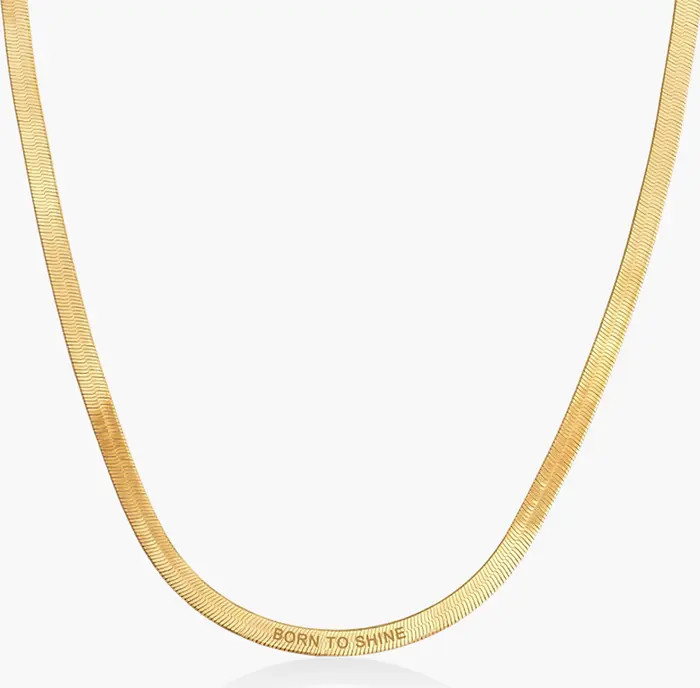 Pre Engraved Herringbone Thin Chain Necklace | Nordstrom