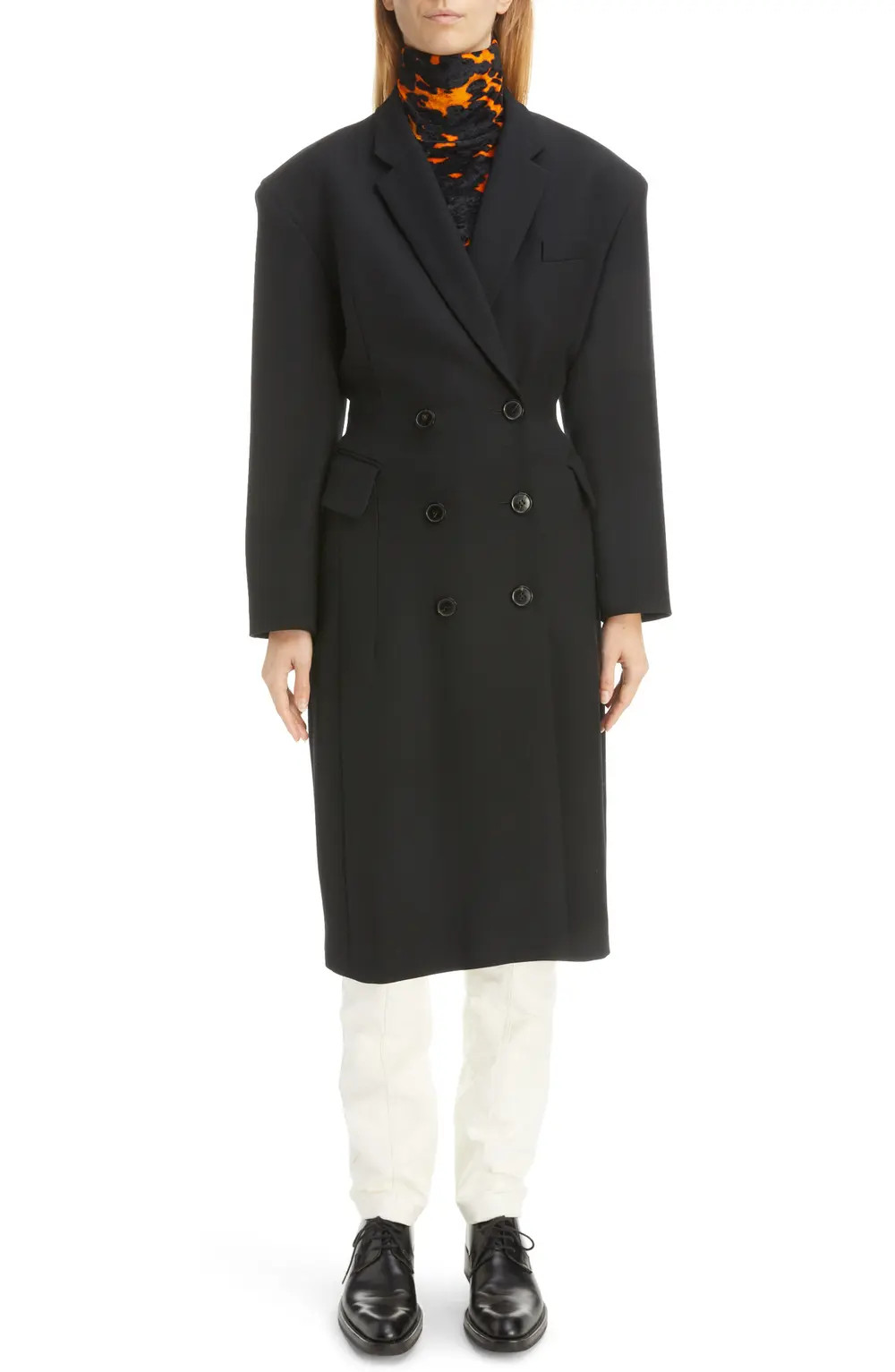 Dries Van Noten Rialto Double Breasted Wool Gabardine Coat, Size 4 Us / 36 Fr in Black 900 at Nordst | Nordstrom Canada