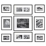 Gallery Perfect 9 Piece Black Photo Frame Gallery Wall Kit with Decorative Art Prints & Hanging Temp | Amazon (US)