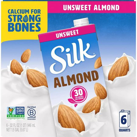 Silk Unsweetened Almond Milk 1 Quart -- 6 per case. | Walmart (US)