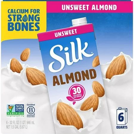 Silk Unsweetened Almond Milk 1 Quart -- 6 per case. | Walmart (US)