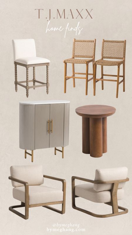 T.J.Maxx has had the BEST furniture lately! I’m obsessed! These barstools are both so good, the reeded console table with a marble top has Anthropologie vibes. The cute little wooden accent table and then those gorgeous accent chairs with a high end look! 

#LTKFind #LTKhome