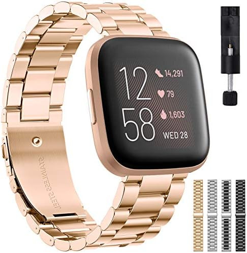 Liwin Metal Band Compatible with Fitbit Versa 2 / Versa/Versa Lite, Bands for Men Women, Replacem... | Amazon (US)