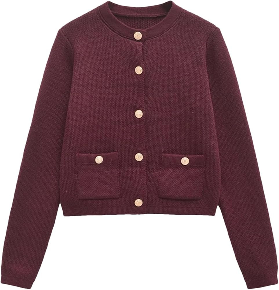 Woman's Retro Loose Fit V Collar Knitted Top Casual Button Cardigan Sweater Korean Outerwear | Amazon (CA)