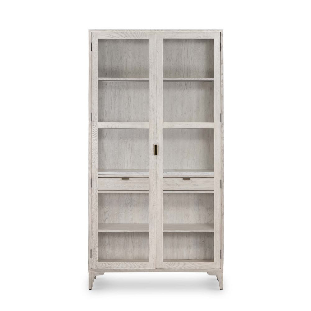 Washed White Oak &amp; Glass Cabinet | West Elm (US)
