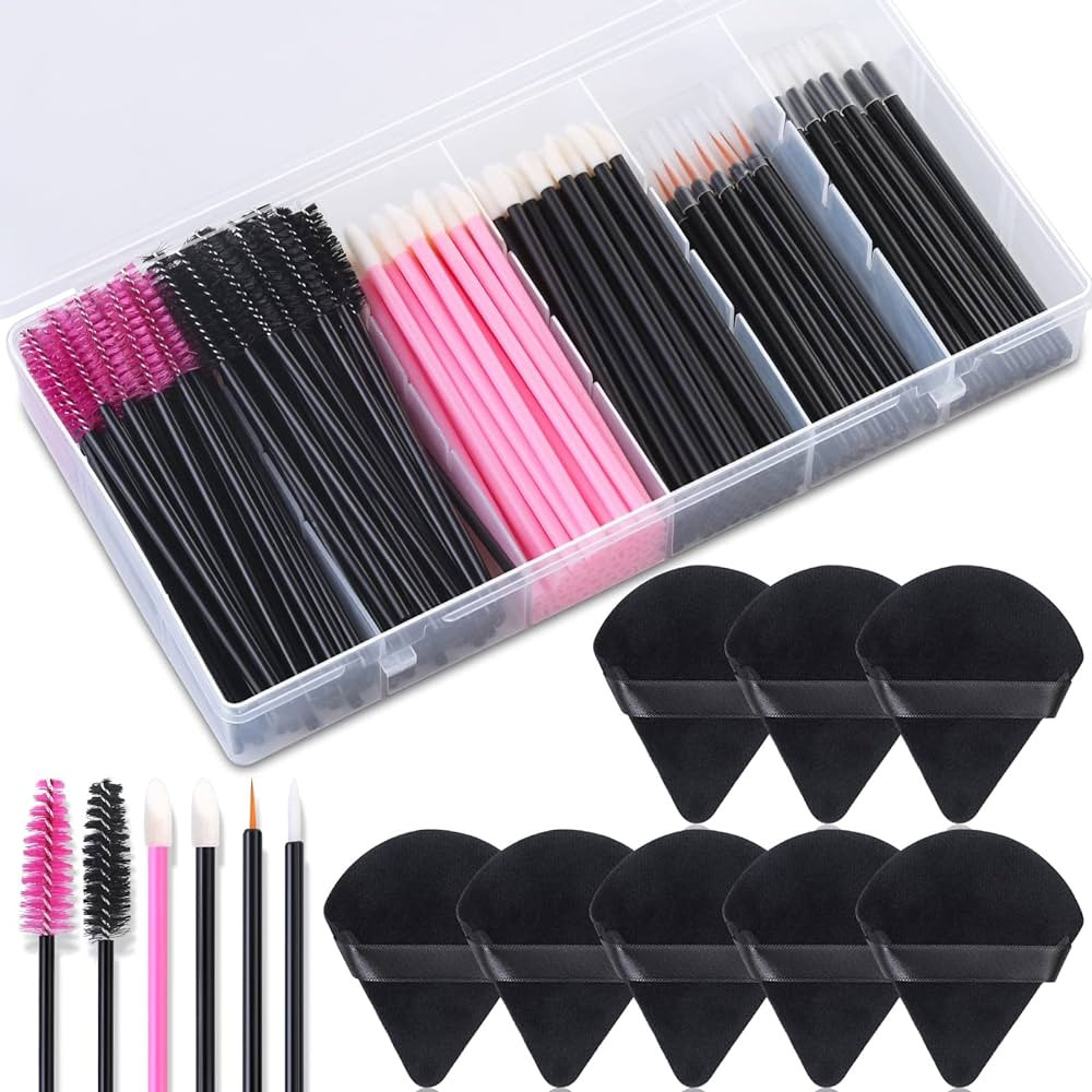 248 Pcs Disposable Makeup Applicators with Triangle Makeup Puffs, Mascara wands, Disposable Lip A... | Amazon (US)