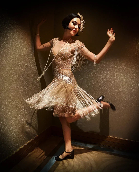 PRE ORDER Sybil Blush Fringe Dress Jazz age 1920s Vintage inspired Great Gatsby Art Deco Charlest... | Etsy (US)