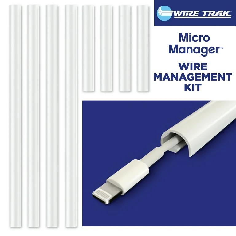 Wire Trak Micro Manager Wire Management Kit, Removable Adhesive Single Wire Cover, White | Walmart (US)