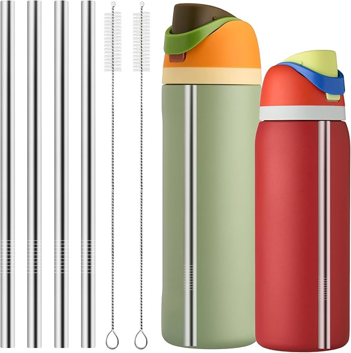 Metal Straw Replacement for Owala Water Bottle 24 oz 32 oz Accessories, With 2 Straw Cleaner, Reu... | Amazon (US)