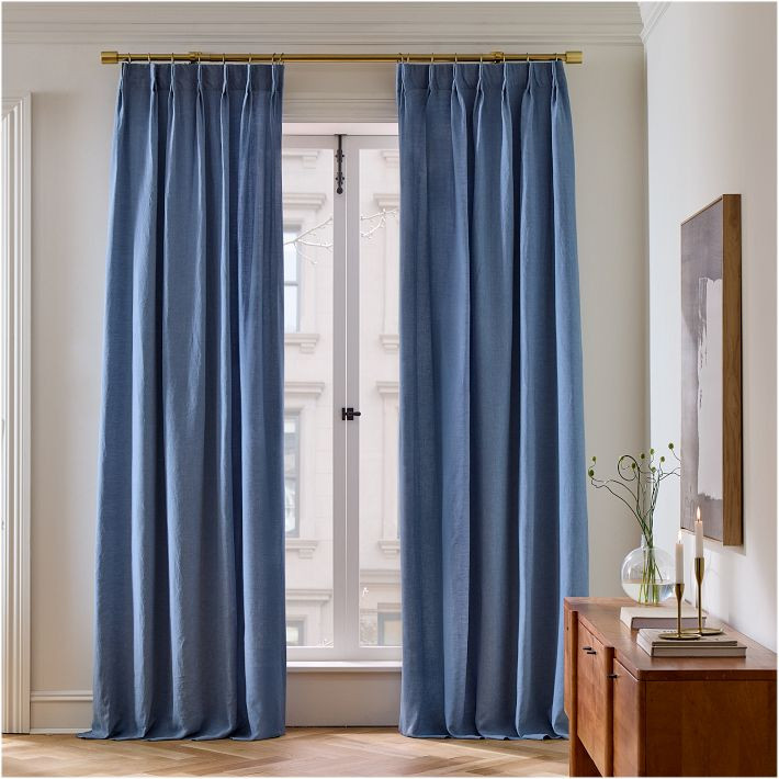 Pleated European Flax Linen Blackout Curtain | West Elm (US)