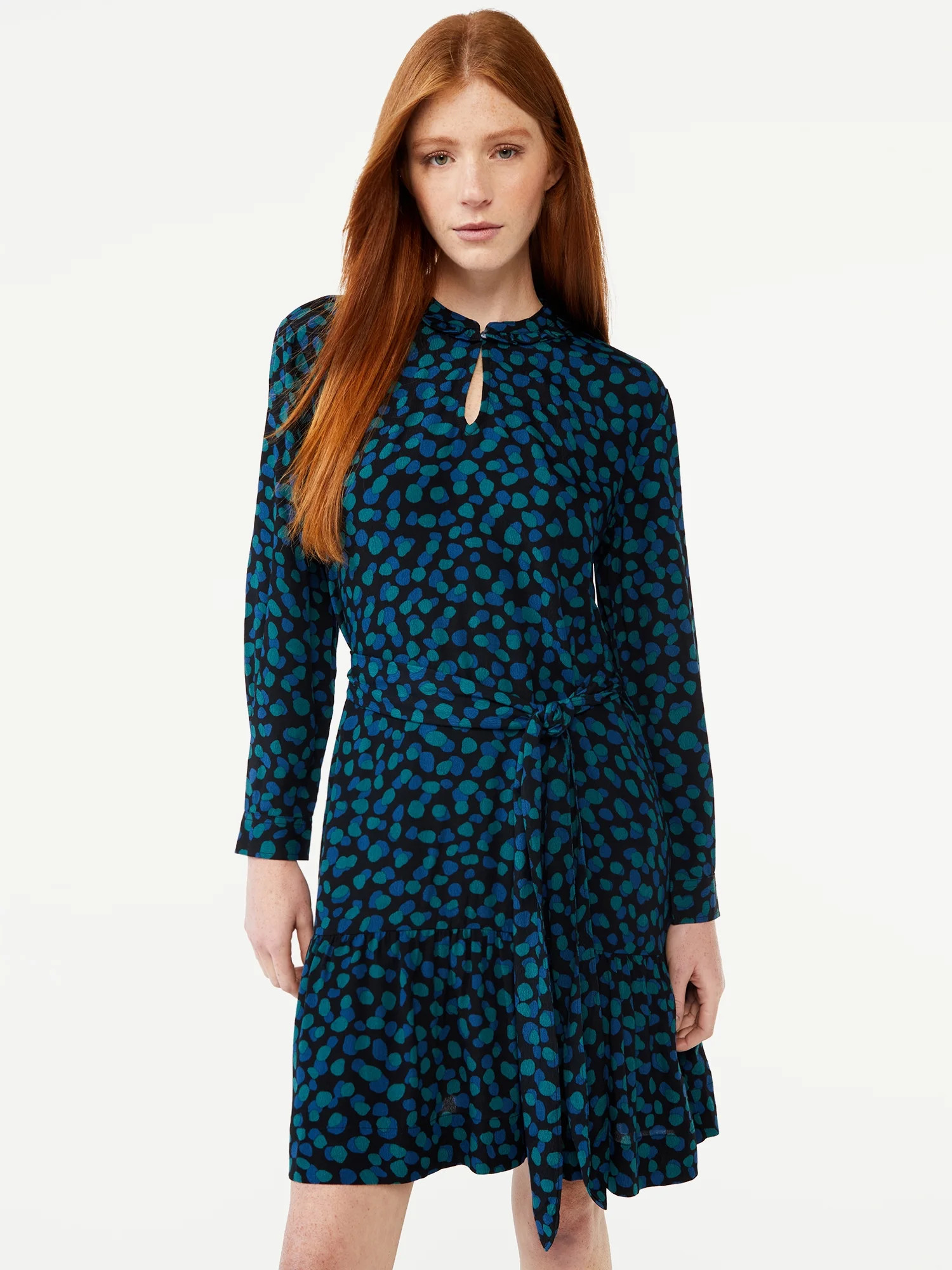 Free Assembly Women's Tiered Belted Mini Dress - Walmart.com | Walmart (US)