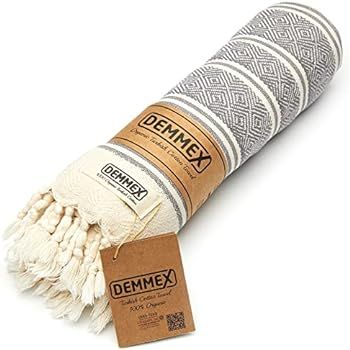 DEMMEX Certified 100% Organic Cotton & Organic Dye Prewashed XL Diamond Weave Turkish Cotton Towe... | Amazon (US)