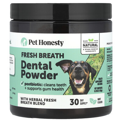 Pet Honesty, Fresh Breath Dental Powder, For Dogs, Mint, 5.29 oz (150 g) | iHerb