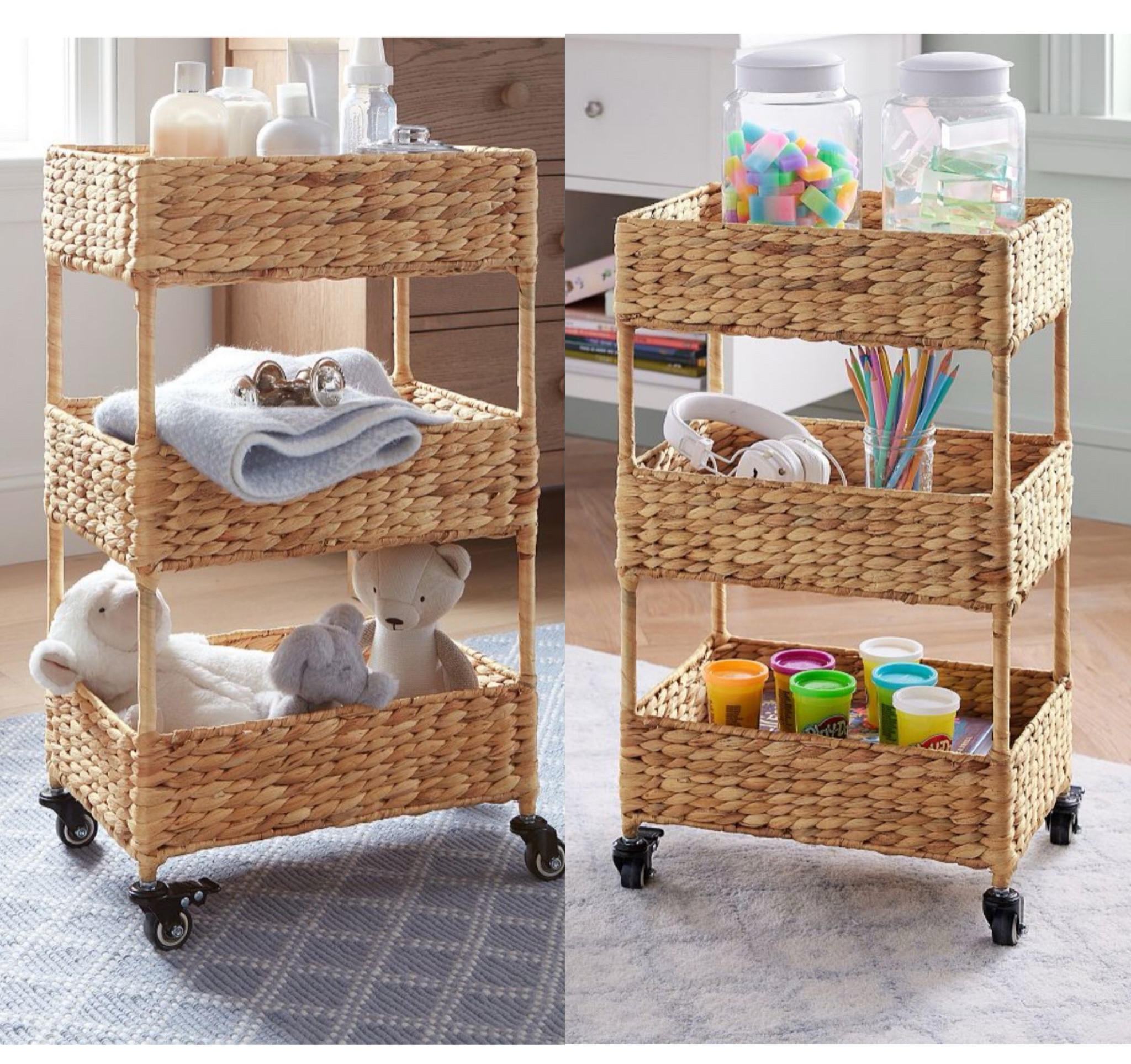 Woven tiered rolling cart for postpartum supplies in bedroom or living room, kids storage for toys, nursery tiered storage cart, kids craft cart for organization, baby supplies 

#LTKHome #LTKFamily #LTKBaby