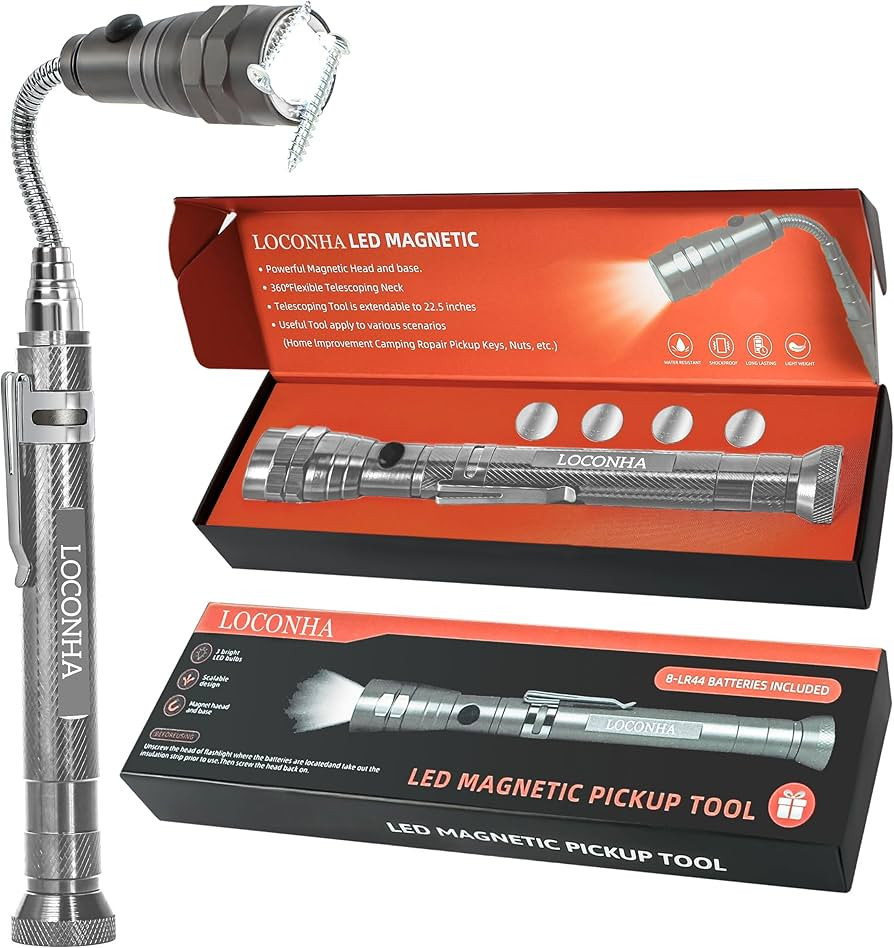 Magnetic Pickup Tool with LED Lights, Telescoping Magnet Flashlight, Cool Gadget Birthday Gifts C... | Amazon (US)