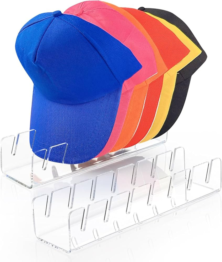 2 Pack Hat Stand for Baseball Caps Display and Organizer, No Install Acrylic Hat Holder for 14 Ba... | Amazon (US)