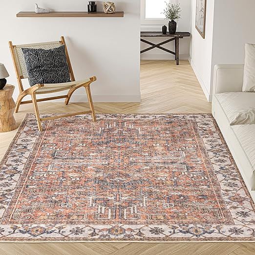 Valenrug Washable Rug 4x6 - Ultra-Thin Antique Collection Area Rug, Stain Resistant Rugs for Livi... | Amazon (US)