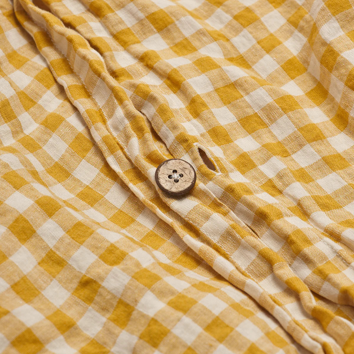 Honey Gingham Linen Duvet Cover | Piglet