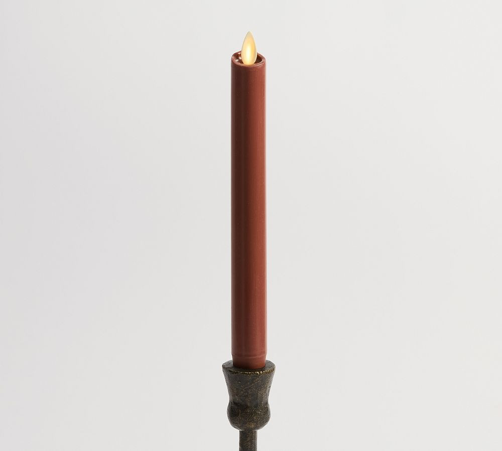 Premium Flickering Flameless Wax Taper Candle, Single 8"", Bordeaux | Pottery Barn (US)