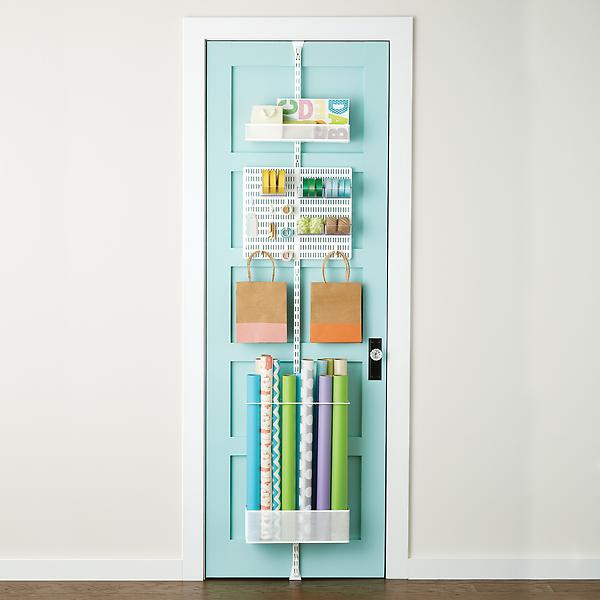 White Elfa Utility Gift Wrap Over the Door Rack | The Container Store