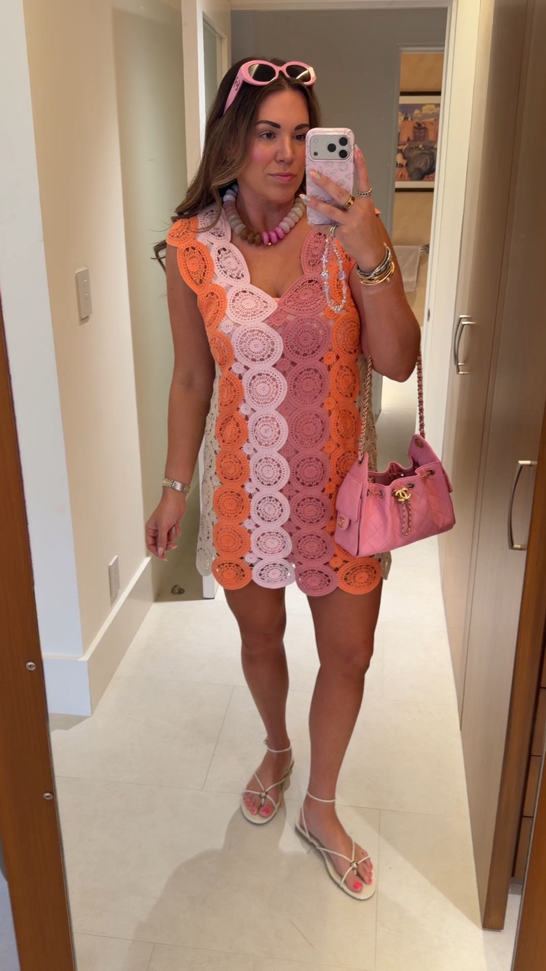 curvy midsize crochet pink and orange outfit for the summer! 🩷🧡 wearing size large in dress and ordered the slip separate. i sized wayyy down to an xs so it wouldn’t show! cutest outfit for vacation!

#LTKSeasonal #LTKMidsize #LTKTravel