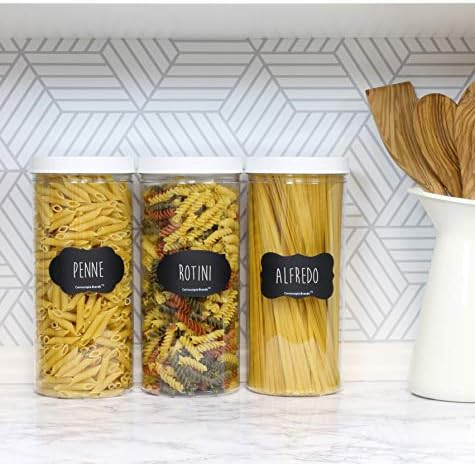 Tall Clear Plastic Canisters w Lids and Labels (3-Pack, 2.5 quart / 10 cup capacity); 10-inch High B | Amazon (US)