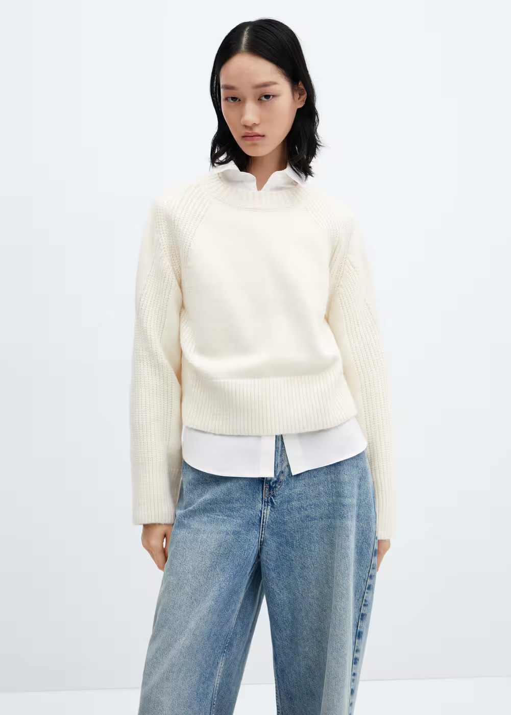 Round-neck knitted sweater  -  Women | Mango USA | MANGO (US)