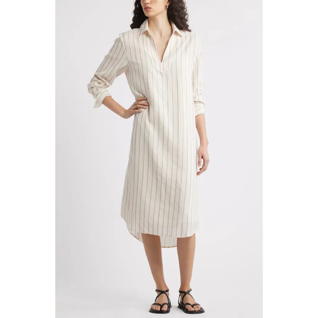 Nordstrom Tunic Shirtdress in Beige Burnt Mal Stripe at Nordstrom, Size Xx-Small | Nordstrom