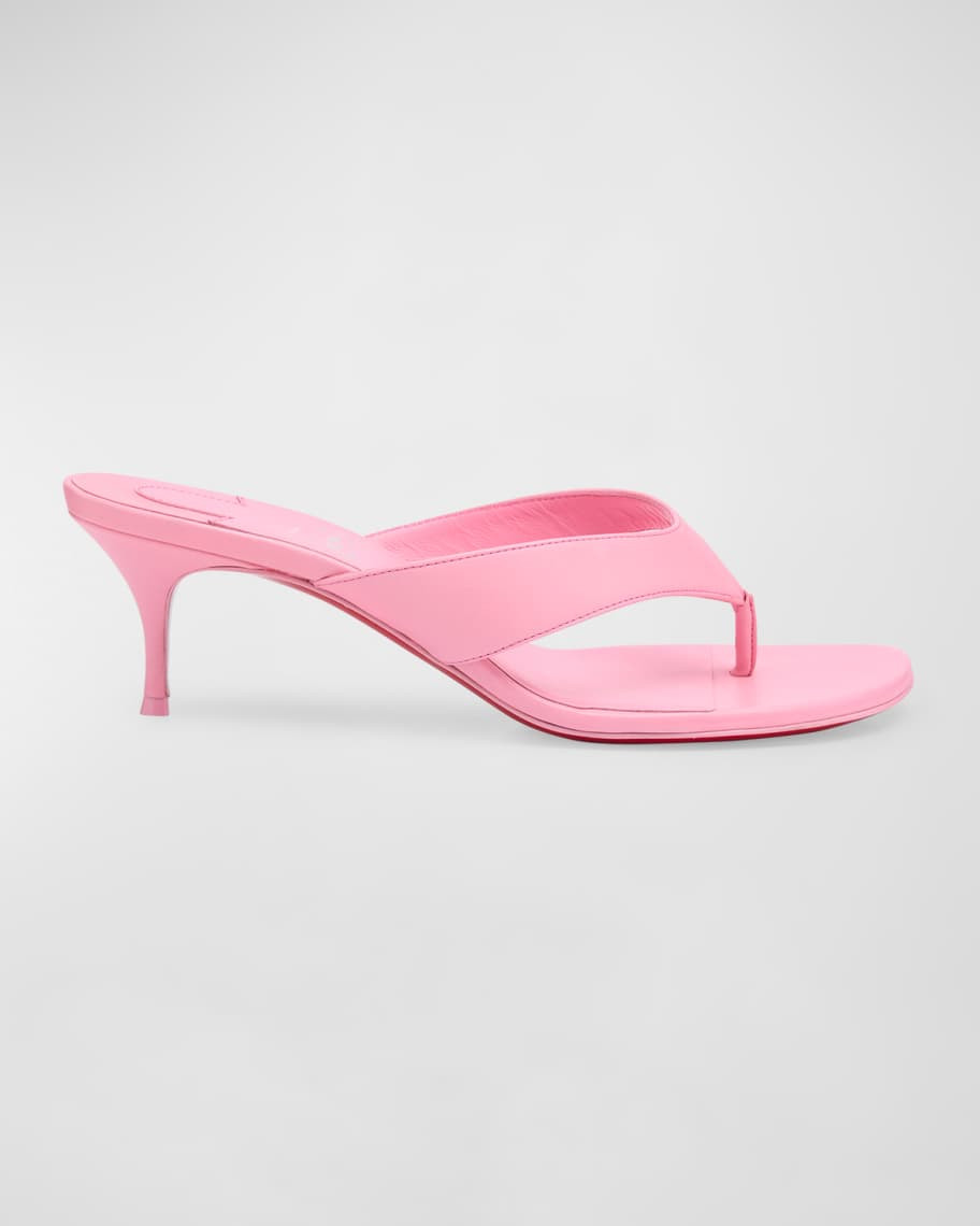 Christian Louboutin Leather Thong Red Sole Slide Sandals | Neiman Marcus