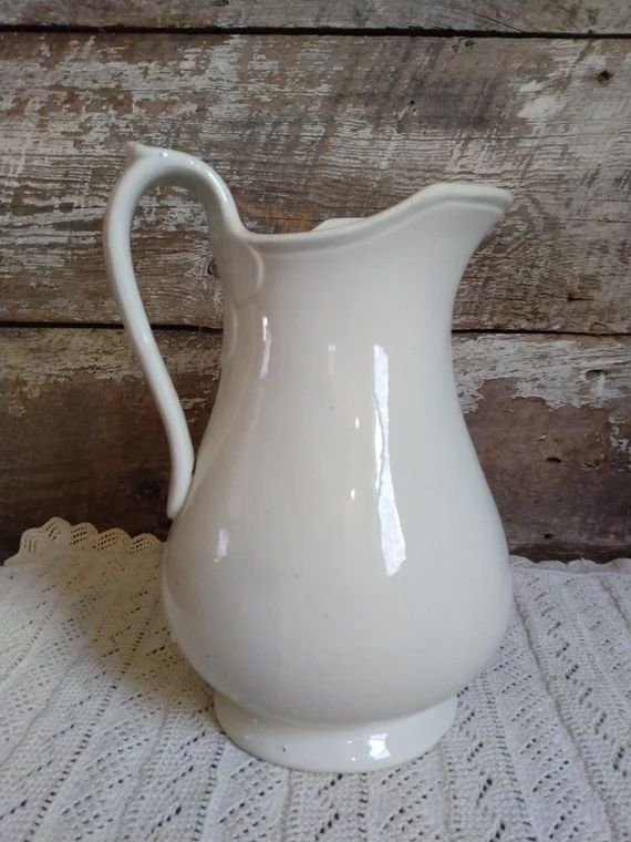 Antique White Ironstone Pitcher / Early 1900's / Farmhouse - Etsy | Etsy (US)