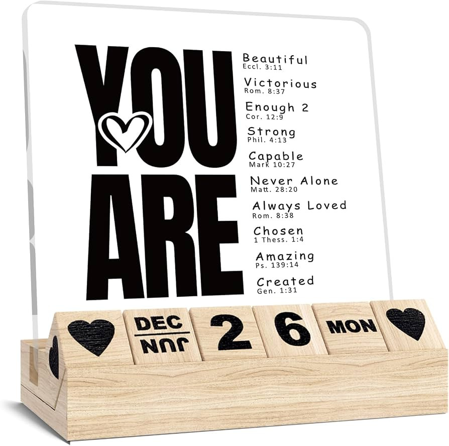 Inspirational Christian Gifts for Women - Bible Verses Religious Quotes Desk Decor, Positive Wood... | Amazon (US)
