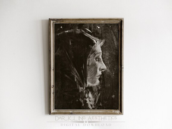 Portrait of a Woman Print  Vintage Moody Dark Cottagecore - Etsy | Etsy (US)