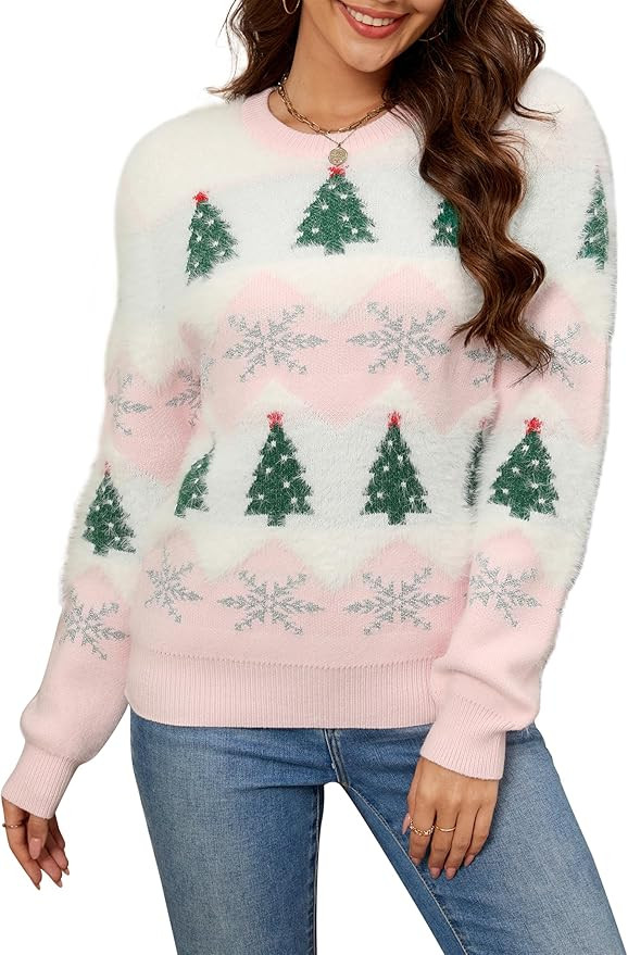 LUBOT Ugly Christmas Sweaters for Women Cute Funny Tacky Holiday Parties Knitted Xmas Sweater | Amazon (US)
