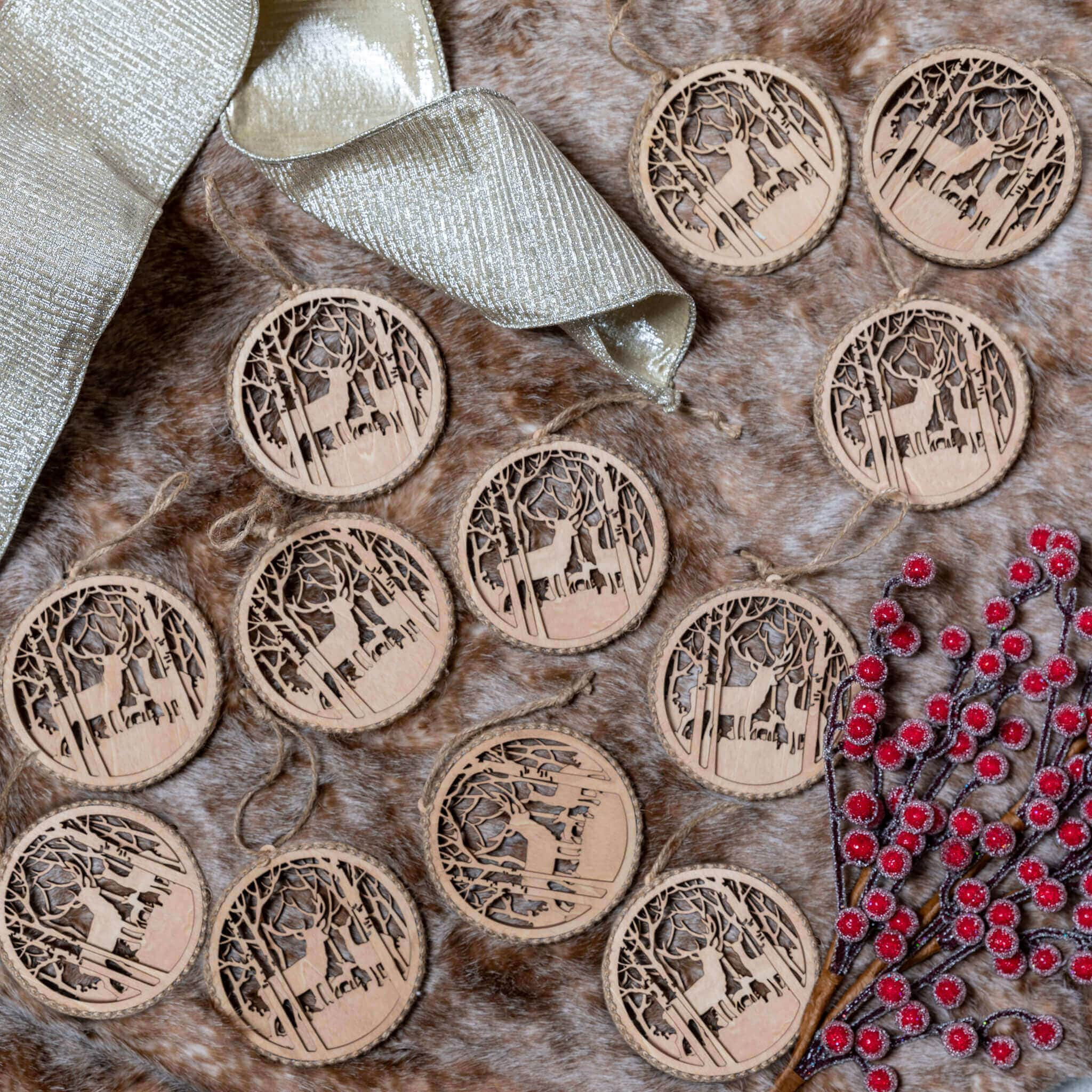 Rustic Reindeer Ornaments (12 Pack) | King of Christmas