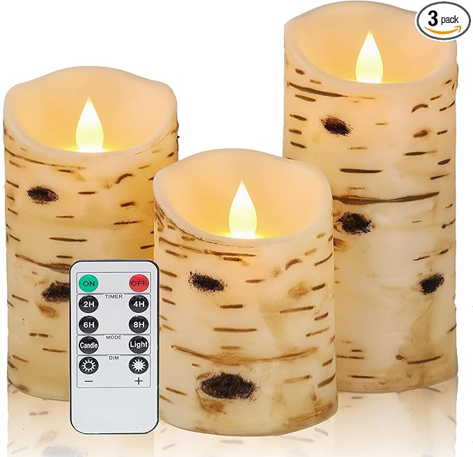 Comenzar Flameless Candles Birch Bark Candle LED Candles Home Decor H: 456" x D: 3.25" Electric C... | Amazon (US)