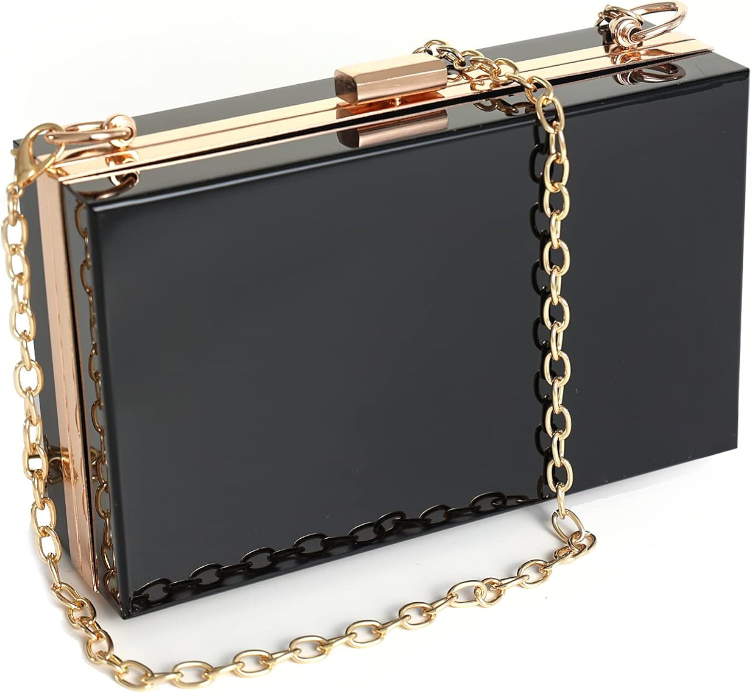 WJCD Women Clear Purse Acrylic Clear Clutch Bag, Shoulder Handbag With Removable Gold Chain Strap | Amazon (US)