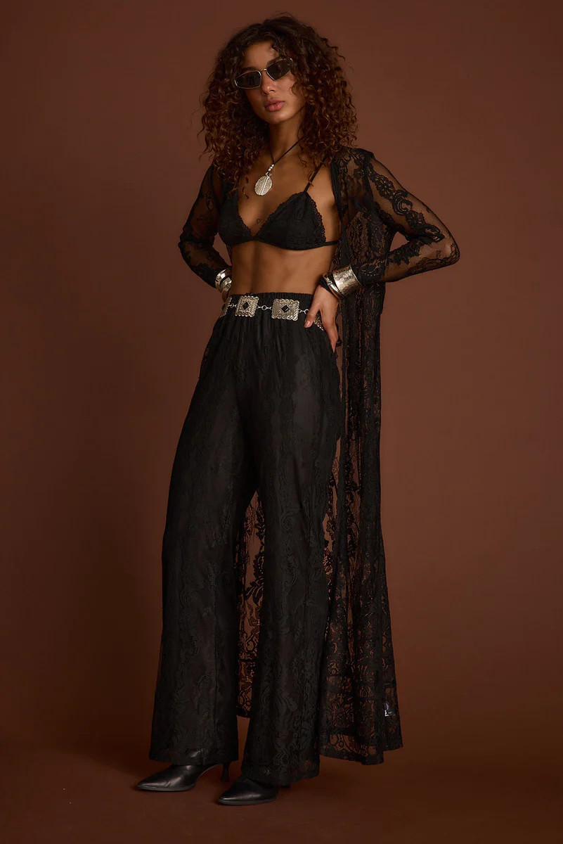 Ambrose Black Lace Kimono | 12th Tribe