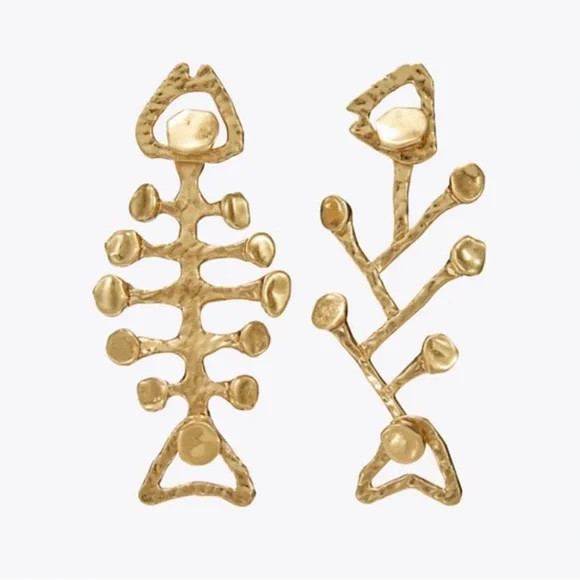 Tory Burch Metallic 'brutalist Fish' Earrings | Poshmark