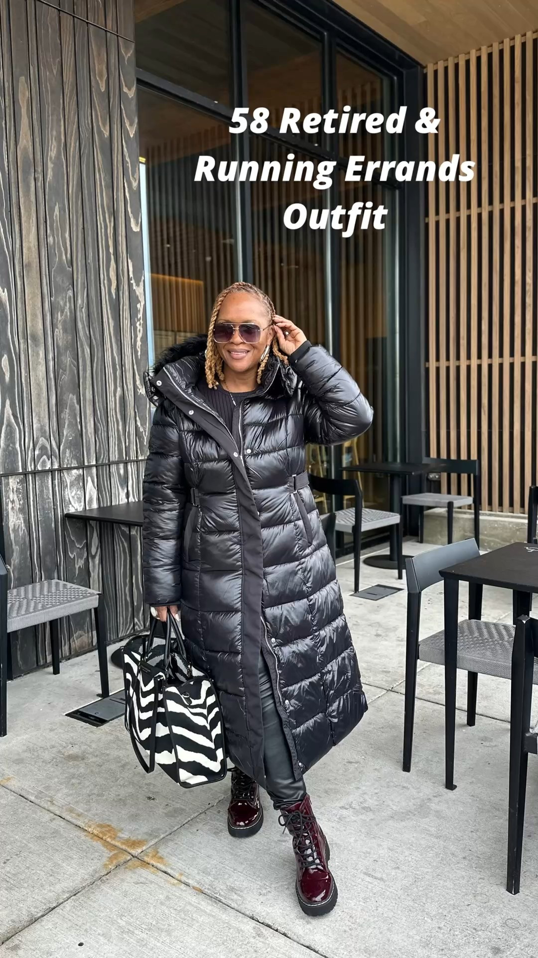 Retired and running errands outfit 
Casual Chic
Running errands but make it chic ✨Styled my Macy’s coat with faux leather leggings, a black & white TJ Maxx tote, and burgundy combat boots from Nordstrom Rack.

Proof that Retirement Daily looks can be affordable and stylish.
Would you wear this to run errands? 🖤


#LTKootd #LTKvlog #LTKdayinmylife