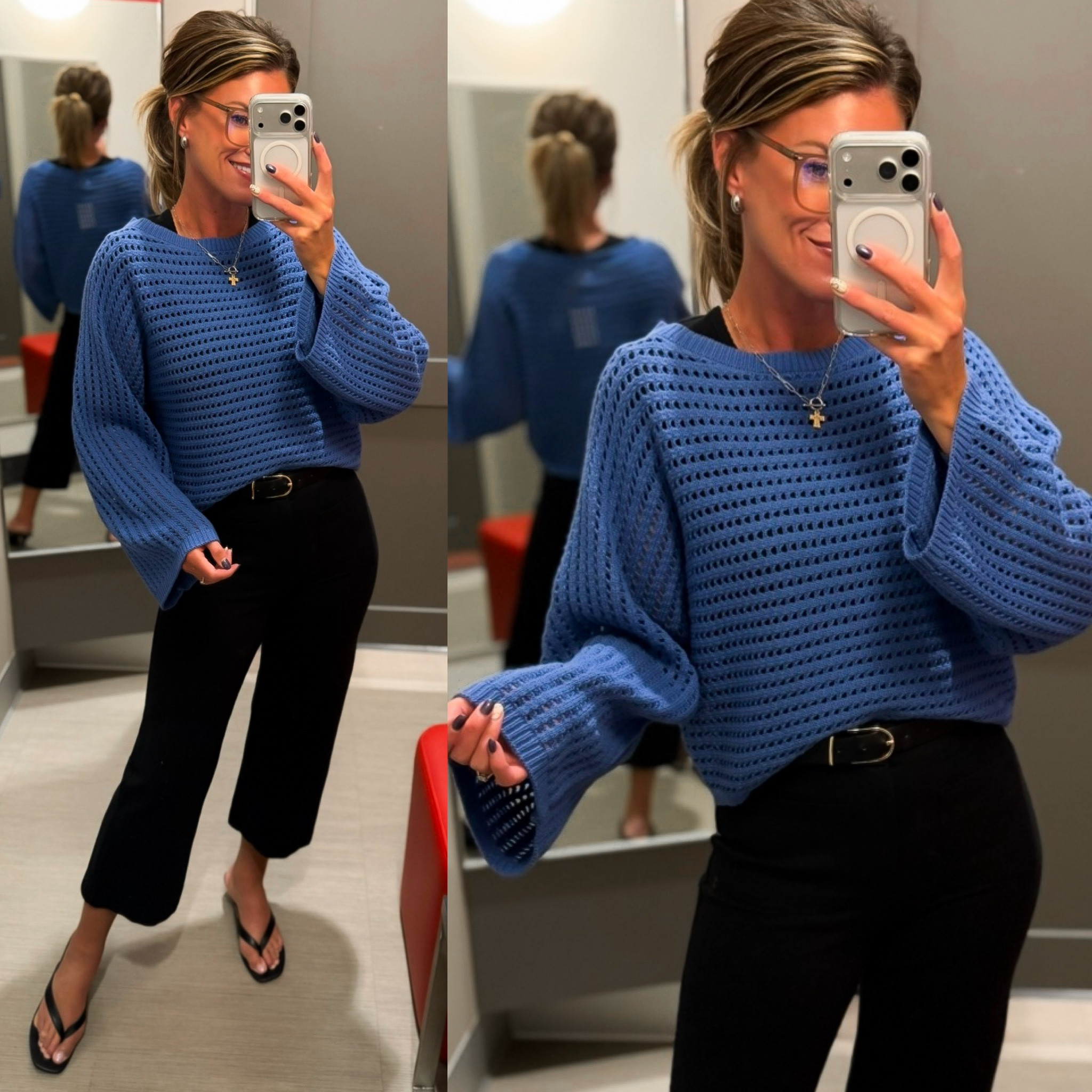 New workwear tops from Target 🎯 
Striped dropped shoulder/ large (for an oversized fit)
Brown/ small 
Black and white striped/ medium
Blue/ medium
Pink/ small
Cream/ medium
Tee/ small 
Pants/ 8