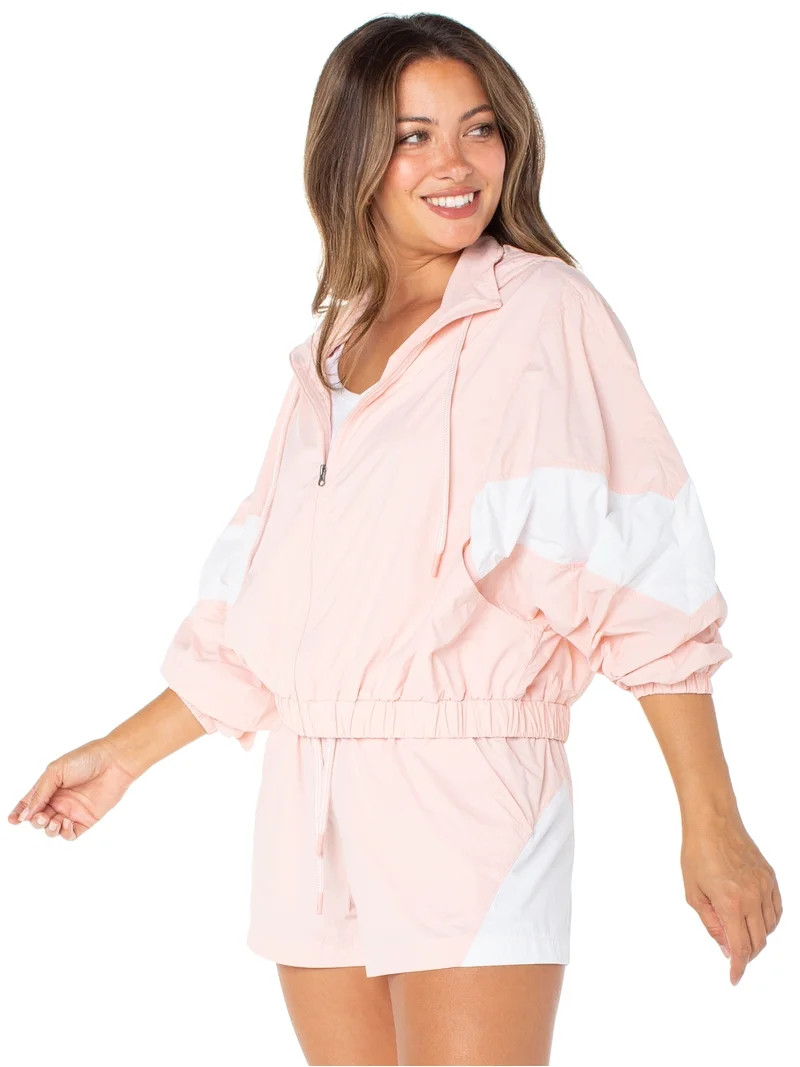 Celebrity Pink Women's Zip Front Hooded Windbreaker Jacket, Sizes XS-XXXL | Walmart (US)