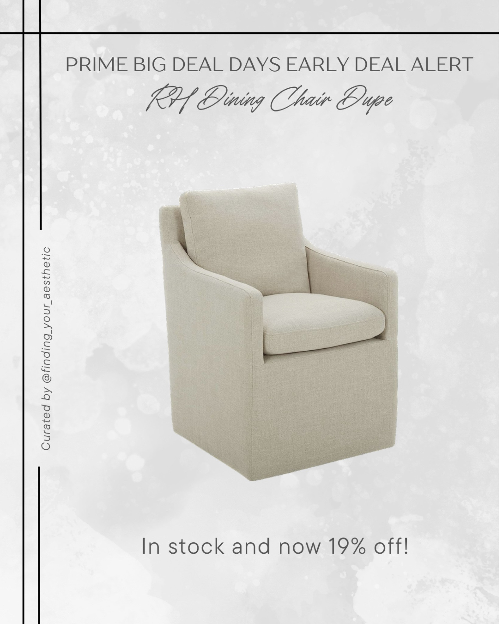 Amazon Prime Big Deal Days Deal Alert - the highly coveted and rated Restoration Hardware dining chair dupes are in stock and on sale for the lowest price I've seen. These will definitely go quickly!

RH inspired, RH look for less, RH dupe, linen dining chair, dining chair with arms, rolling dining chair, contemporary dining chair, neutral dining chair, dining room furniture, Amazon home, Amazon deals

#LTKxPrime #LTKhome #LTKsalealert