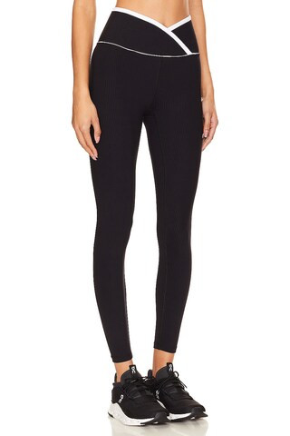YEAR OF OURS Ribbed Two Tone Veronica Legging in Black & White from Revolve.com | Revolve Clothing (Global)